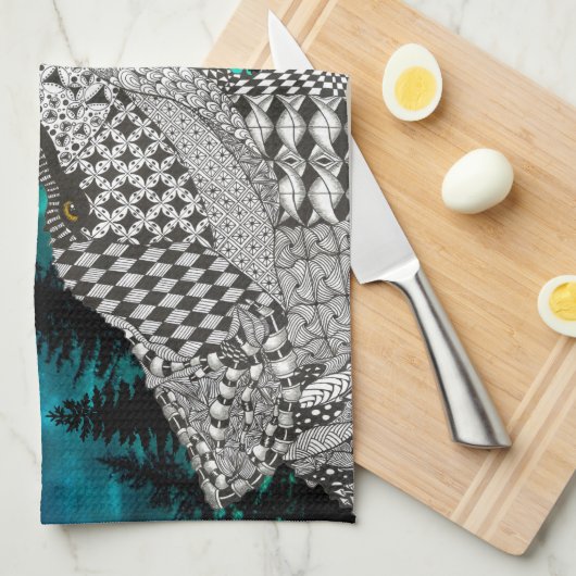 Holz - die Howling Wolf Küchentücher (Viertel Falte)