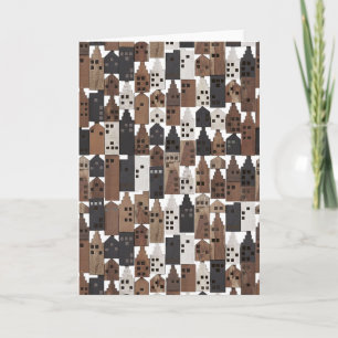 Holz-Dorf leere Grußkarte Karte