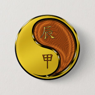 Holz-Drache Button