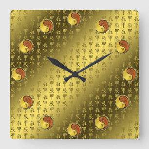 Holz-Drache Quadratische Wanduhr