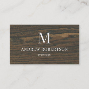 Holz Eichen Muster Monogramm QR Code Visitenkarte