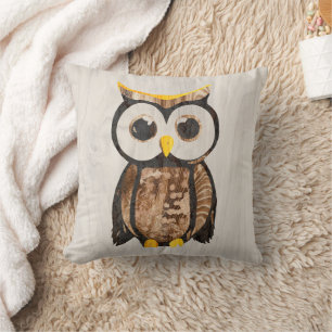 Holz - Eule - Owl Kissen