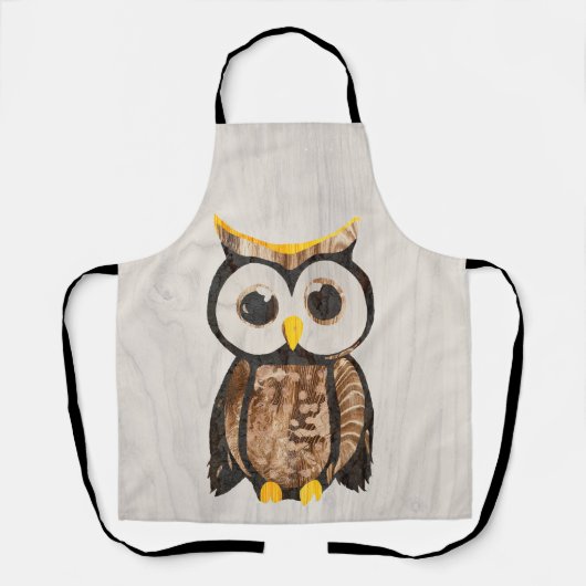 Holz - Eule - Owl Schürze (Vorderseite)