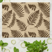 Holz-Fern-Muster, Beige und Dunkelbraun Geschirrtuch (Gefaltet)
