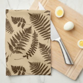 Holz-Fern-Muster, Beige und Dunkelbraun Geschirrtuch (Viertel Falte)