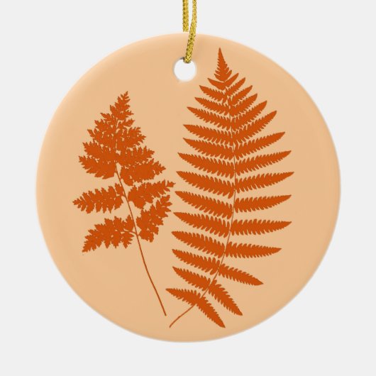Holz-Fern-Muster, Mandarin & Light Orange Keramik Ornament (Vorne)