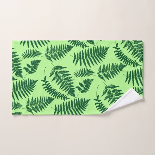 Holz-Fern-Muster, Smaragd und leicht grün Badhandtuch Set (Handtuch)