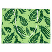 Holz-Fern-Muster, Smaragd und leicht grün Große Geschenktüte (Rückseite)