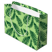 Holz-Fern-Muster, Smaragd und leicht grün Große Geschenktüte (Rückseite Schrägansicht)