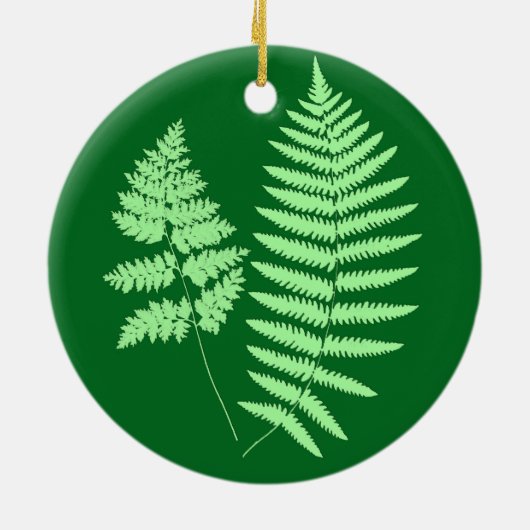 Holz-Fern-Muster, Smaragd und leicht grün Keramik Ornament (Hinten)