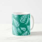Holz-Fern-Muster, Türkis und Aqua Kaffeetasse (VorderseiteRechts)