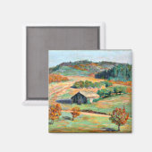 Holz - Frühe Herbstlandschaft Magnet (Vorderseite/Rückseite)