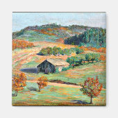 Holz - Frühe Herbstlandschaft Magnet (Vorne)