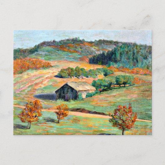 Holz - Frühe Herbstlandschaft Postkarte (Vorderseite)