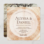 Holz geschnitten Grain Custom Foto Rustikale Hochz Einladung (Vorne/Hinten)