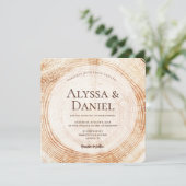 Holz geschnitten Grain Custom Foto Rustikale Hochz Einladung (Stehend Vorderseite)