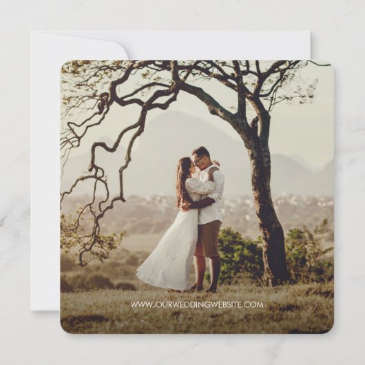 Holz geschnitten Grain Custom Foto Rustikale Hochz Einladung (Rückseite)