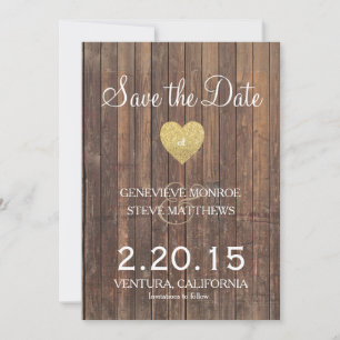Holz Glitter Save-the-Date Ankündigungen Einladung