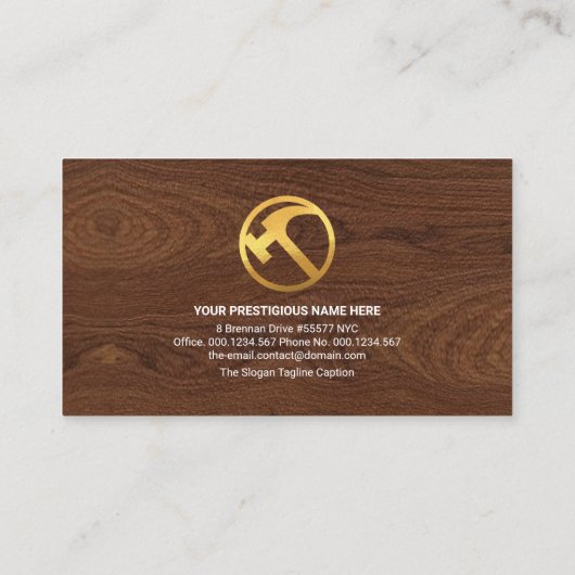 Holz Gold Handyman Tools zum Umbauen Visitenkarte (Rückseite)