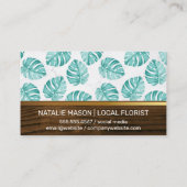 Holz Gold Trim Monstera Leaf Muster Visitenkarte (Rückseite)