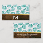 Holz Gold Trim Monstera Leaf Muster Visitenkarte (Vorne/Hinten)