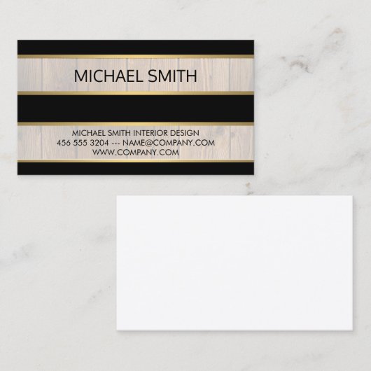 Holz Gold Trim Textur Streifen Visitenkarte (Vorne/Hinten)