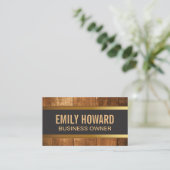 Holz | Gold Trimm Banner Visitenkarte (Stehend Vorderseite)