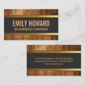 Holz | Gold Trimm Banner Visitenkarte (Vorne/Hinten)