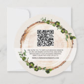 Holz Green Foliage Handschrift QR Code Hochzeit Einladung (Rückseite)