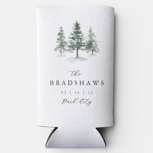 Holz Grove Evergreen Forest Gastgeschenk Hochzeit Selters Dosenkühler (Vorderseite)