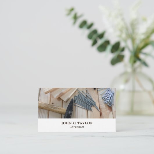 Holz, Hammer und Nägel, Tischler, Tischler Visitenkarte (Stehend Vorderseite)