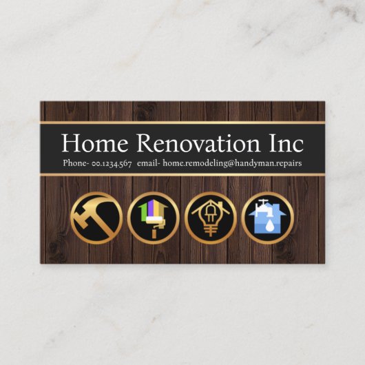 Holz Handyman Bau Icons Visitenkarte (Vorderseite)