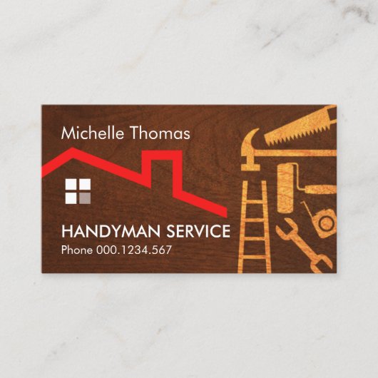 Holz Handyman Tools Layer Carpentry Visitenkarte (Vorderseite)