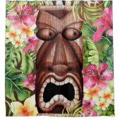 Holz Hawaiian Tiki Luau Sommer Tropical Duschvorhang (Vorderseite)
