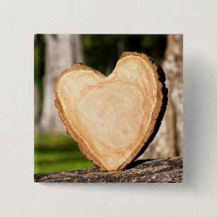 Holz-Herz-Knopf Button