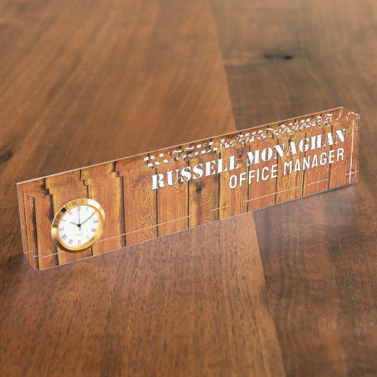 Holz Hintergrund Büro Namensplakette (Seite)
