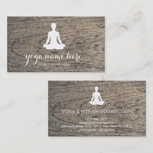 Holz Hintergrund Elegante Meditation Om Logo Yoga Visitenkarte (Vorne/Hinten)