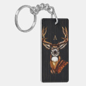 Holz Hirsch Rustikales Land Einzigartiges Monogram Schlüsselanhänger (Vorderseite links)