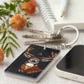 Holz Hirsch Rustikales Land Einzigartiges Monogram Schlüsselanhänger (Vorderseite rechts)