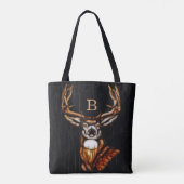 Holz Hirsch Rustikales Land Einzigartiges Monogram Tasche (Rückseite)