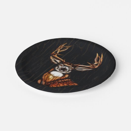 Holz Hirsche Rustikales Land Personalisiertes Part Pappteller (Schrägansicht)