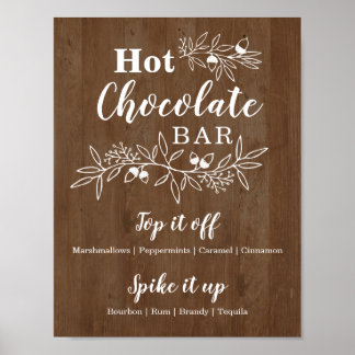 Holz Hot Chocolate Bar Menü Hochzeitsfeier Poster