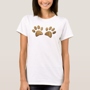 Holz Hund Pfotenabdruck Haustier T-Shirt