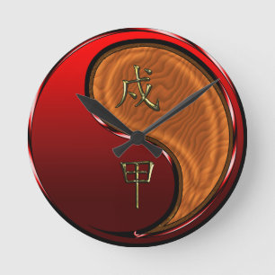 Holz Hund Runde Wanduhr