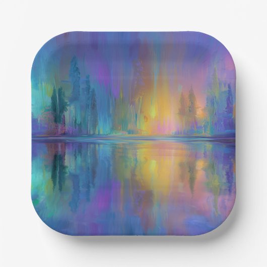 Holz in Pastellfarben flüstern Pappteller (Vorderseite)