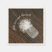 Holz Inspiriert Mason Jar Gipskraut Hochzeit Serviette (Vorderseite)