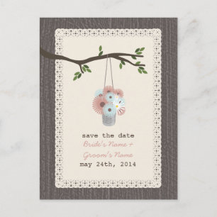 Holz inspirierte Dose Gänseblümchen Save the Date Ankündigungspostkarte