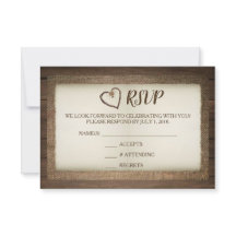 Holz-, Jute- und Schnur-Herz-Hochzeits-RSVP-Karte
