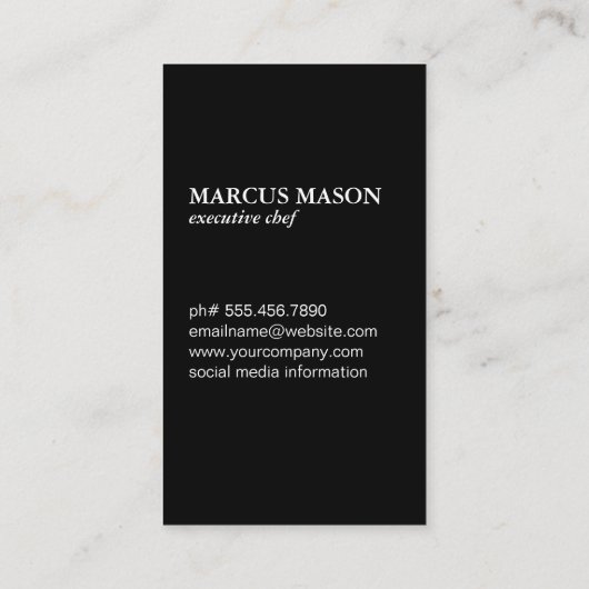 Holz | Koch-Messer-Monogramm Visitenkarte (Rückseite)