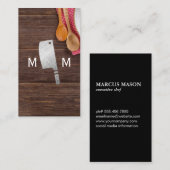Holz | Koch-Messer-Monogramm Visitenkarte (Vorne/Hinten)